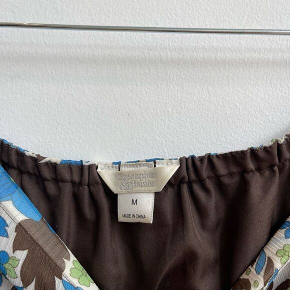 Christopher & Banks Women's Tropical Floral Tiered Ruffled Blue/Cream Skirt Sz M - Picture 5 of 7